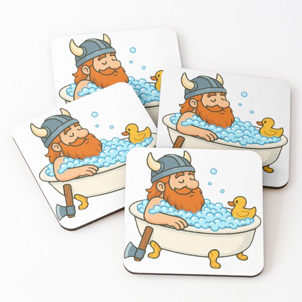 Item preview, Relaxing Viking Cartoon – Funny Viking in Bathtub designed and sold by NorseDrip.