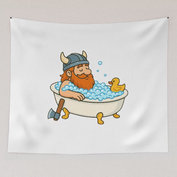 Item preview, Relaxing Viking Cartoon – Funny Viking in Bathtub designed and sold by NorseDrip.
