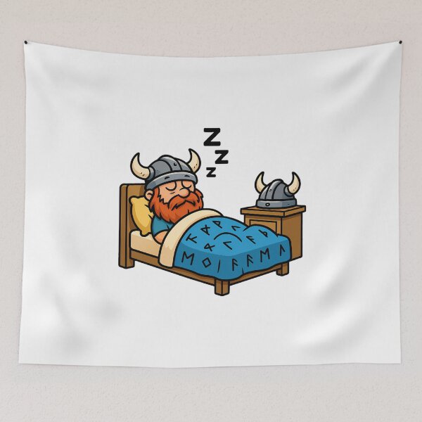 Item preview, Sleeping Viking Cartoon – Funny Viking in Bed designed and sold by NorseDrip.