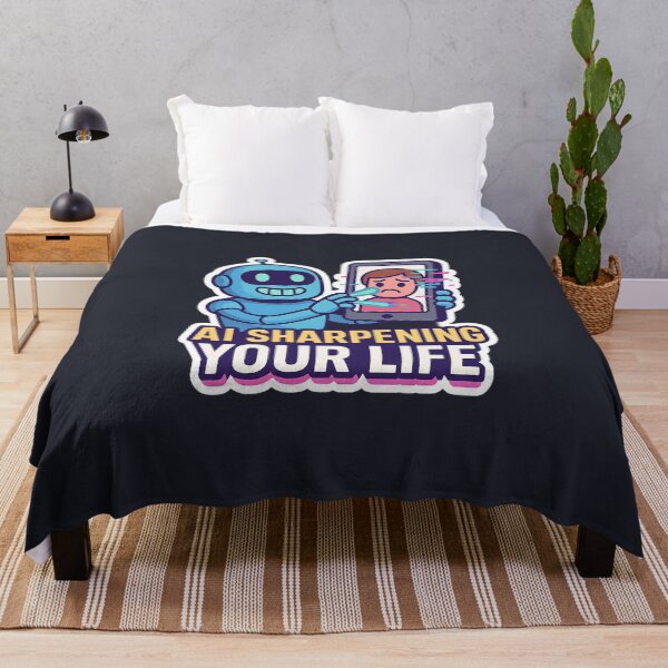 Item preview, AI Sharpening Your Life – Funny Robot Meme Design designed and sold by Bratak.
