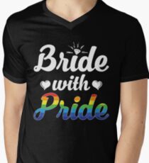 Bride With Pride Lesbian Women Wedding T-shirt Men's V-Neck T-Shirt