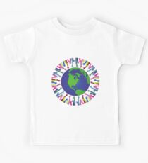 Geometric Art/Human Abstract/Earth Globe Kids T-Shirt