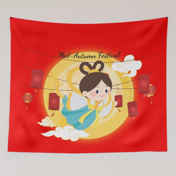 Item preview, Mid-Autumn Festival Girl with Lanterns | Cute Asian Art designed and sold by Vyling.