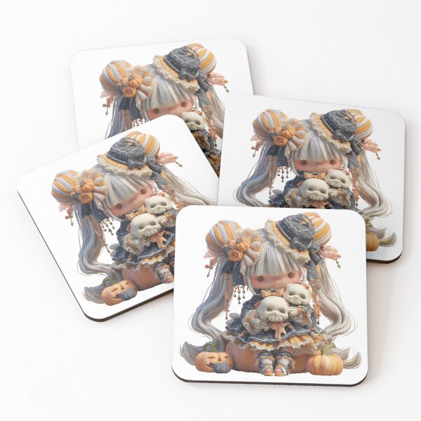 Item preview, Hekate Chibi – Cute Halloween Witch Goddess with Skulls and Pumpkins designed and sold by GoldenChiArt.
