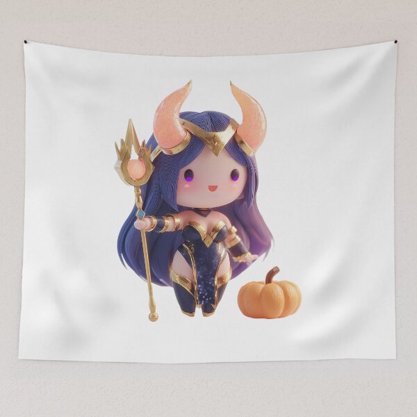 Item preview, Hekate Chibi – Cute Halloween Witch Goddess with Pumpkin and Magic Staff designed and sold by GoldenChiArt.