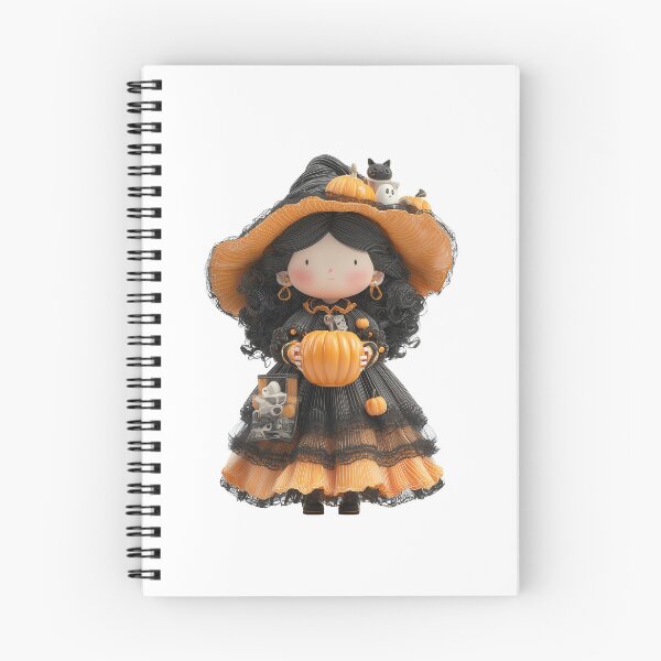 Item preview, Hekate Chibi – Cute Halloween Witch Goddess with Pumpkin and Black Cat designed and sold by GoldenChiArt.