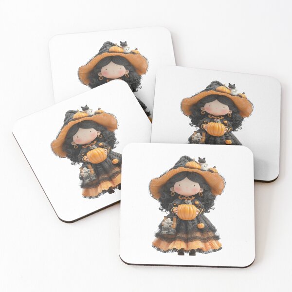 Item preview, Hekate Chibi – Cute Halloween Witch Goddess with Pumpkin and Black Cat designed and sold by GoldenChiArt.