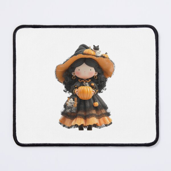 Item preview, Hekate Chibi – Cute Halloween Witch Goddess with Pumpkin and Black Cat designed and sold by GoldenChiArt.