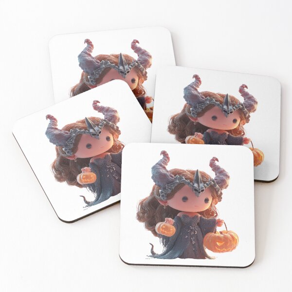 Item preview, Hekate Chibi – Cute Halloween Witch Goddess with Pumpkin Horn Crown designed and sold by GoldenChiArt.