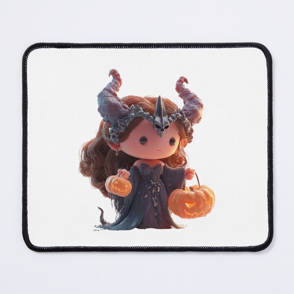 Item preview, Hekate Chibi – Cute Halloween Witch Goddess with Pumpkin Horn Crown designed and sold by GoldenChiArt.