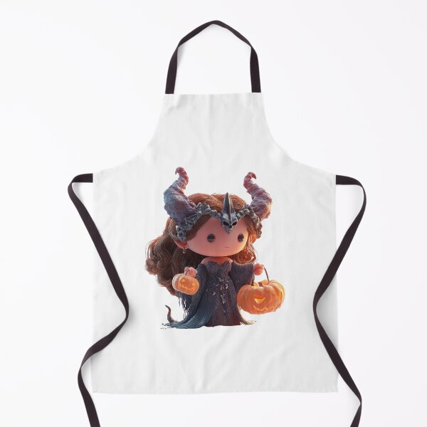 Item preview, Hekate Chibi – Cute Halloween Witch Goddess with Pumpkin Horn Crown designed and sold by GoldenChiArt.