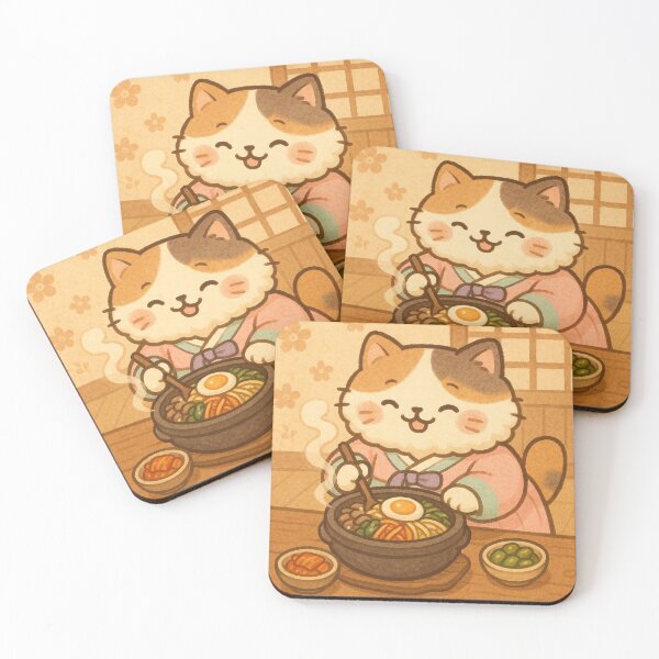 Item preview, K-Cat with Bibimbap – Cute Korean Food Cat Illustration designed and sold by aestheticcsss.