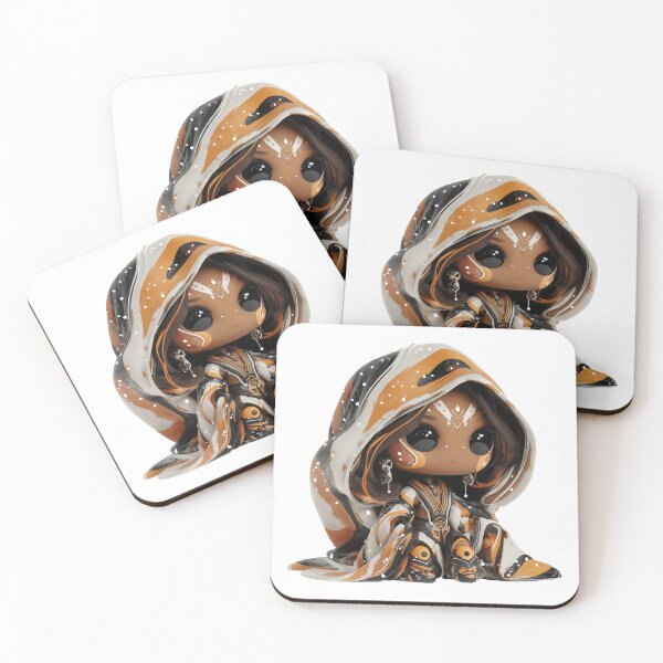 Item preview, Hekate Chibi – Cute Halloween Witch Goddess with Starry Cloak and Masks designed and sold by GoldenChiArt.