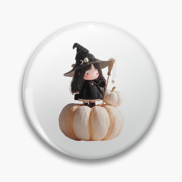 Item preview, Hekate Chibi – Cute Halloween Witch Goddess Sitting on Pumpkin designed and sold by GoldenChiArt.
