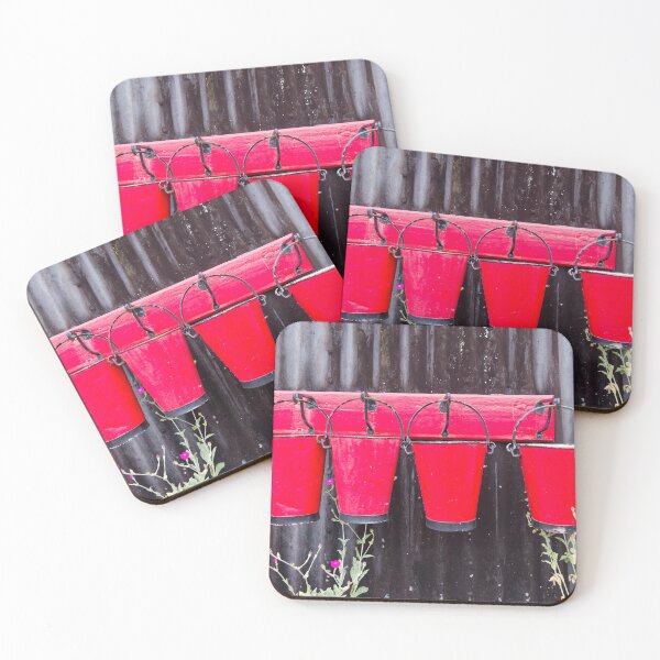 Item preview, Red Fire Buckets on a Steam railway station platform designed and sold by John Gilham - Landscape Photography.