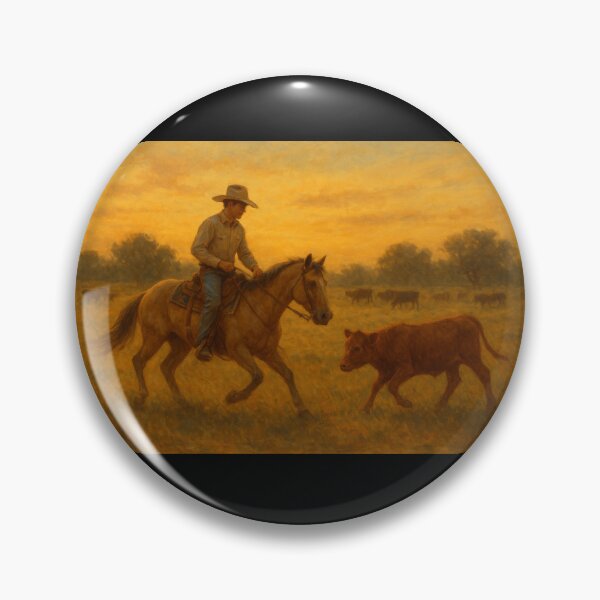 Item preview, Cutting horse - serene ranch scene designed and sold by DamioPolArt.