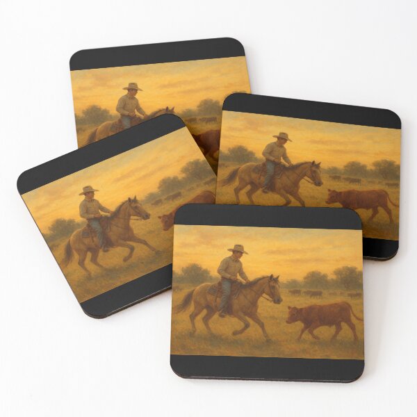 Item preview, Cutting horse - serene ranch scene designed and sold by DamioPolArt.