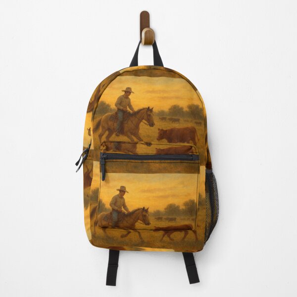 Item preview, Cutting horse - serene ranch scene designed and sold by DamioPolArt.