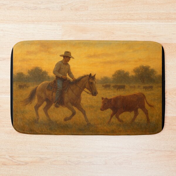 Item preview, Cutting horse - serene ranch scene designed and sold by DamioPolArt.