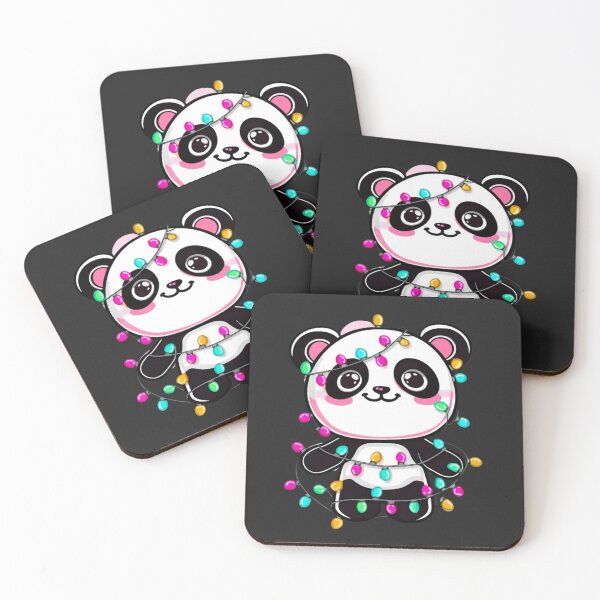 Item preview, Cute Chibi Panda Tangled in Christmas Lights – Funny Kawaii Holiday designed and sold by ColorSplash123.
