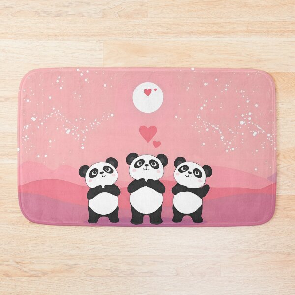 Item preview, Cute Panda Trio Love Illustration – Kawaii Pink Valentine’s Day Art designed and sold by A L O N E.