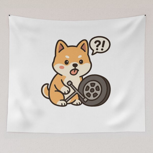 Item preview, Surprised Shiba Inu Mechanic – Cute Kawaii Illustration designed and sold by MK-WOOD.