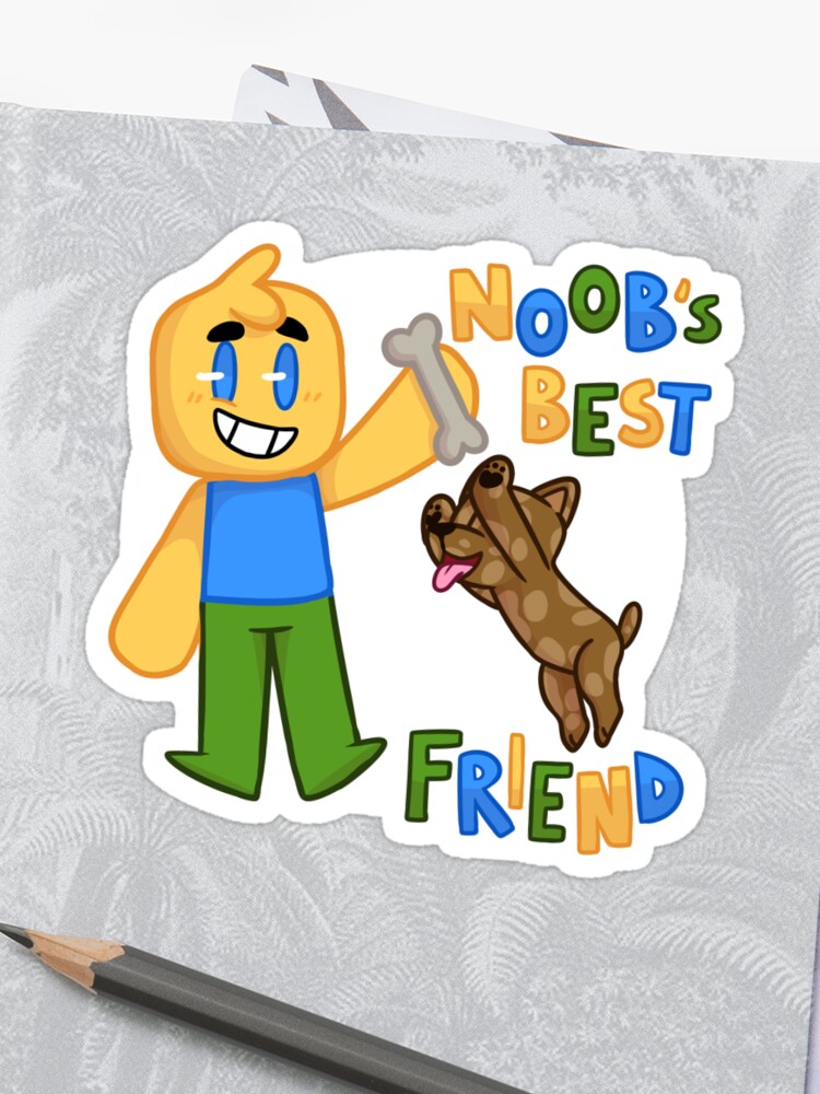 Noob S Best Friend Roblox Noob With Dog Roblox Inspired T Shirt - noob s best friend roblox noob with dog roblox inspired t shirt sticker