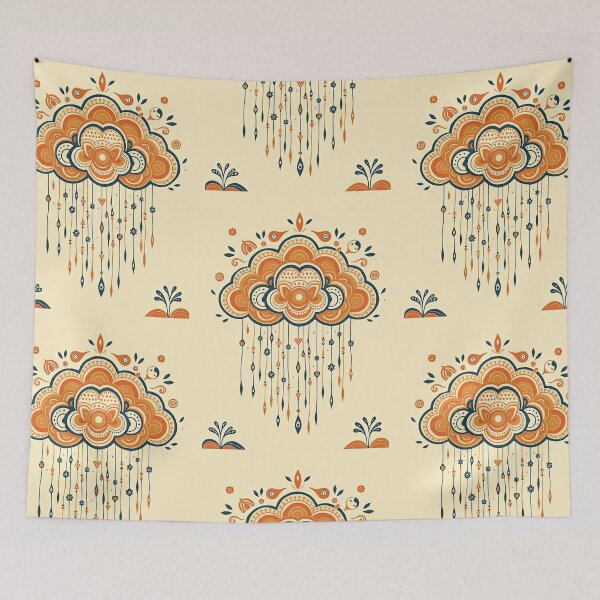 Item preview, Colourful Decorative Cloud with Rain – Dreamy Aesthetic Sky Illustration designed and sold by SpeckAndLook.
