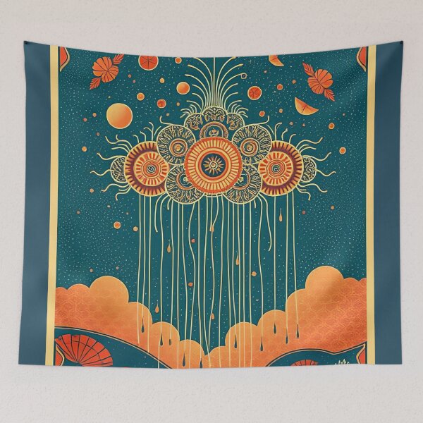 Item preview, Mysterious Decorative Cloud with Rain – Dreamy Aesthetic Sky Illustration designed and sold by SpeckAndLook.