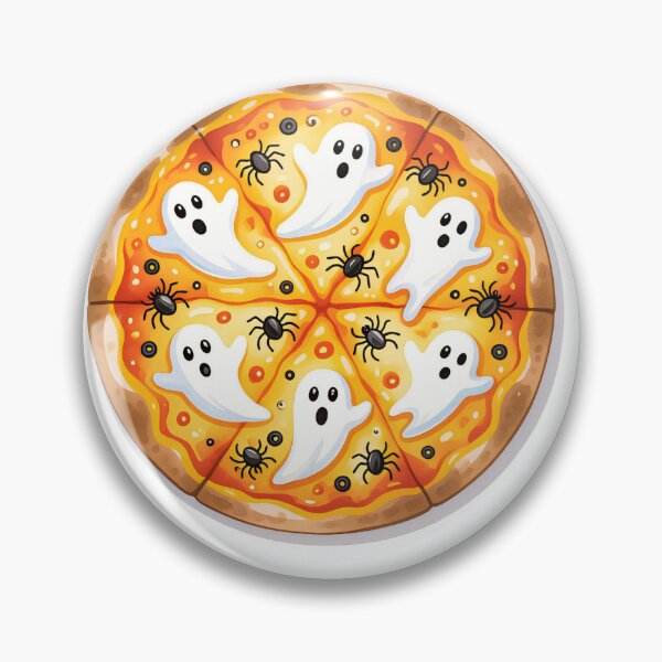 Item preview, Creative Halloween pizza design featuring ghosts and spiders for festive celebrations designed and sold by SpaceartLilu.