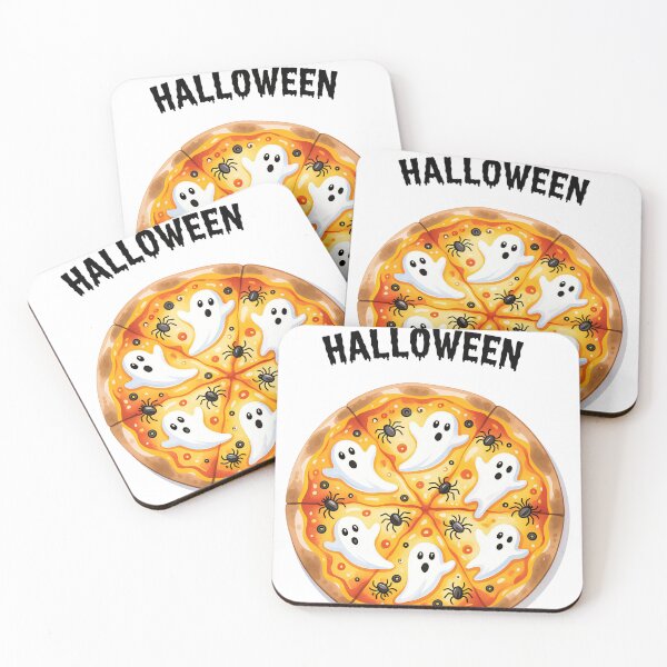 Item preview, Creative Halloween pizza design featuring ghosts and spiders for festive celebrations designed and sold by SpaceartLilu.