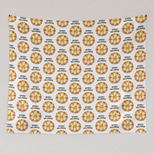 Item preview, Creative Halloween pizza design featuring ghosts and spiders for festive celebrations designed and sold by SpaceartLilu.