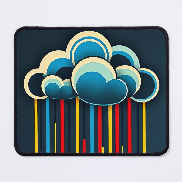 Item preview, Colourful Decorative Cloud with Rain – Art Deco Aesthetic Sky Illustration designed and sold by SpeckAndLook.