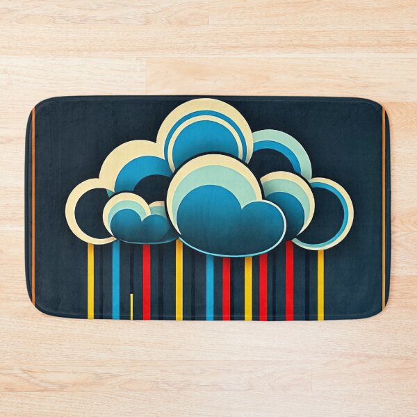 Item preview, Colourful Decorative Cloud with Rain – Art Deco Aesthetic Sky Illustration designed and sold by SpeckAndLook.