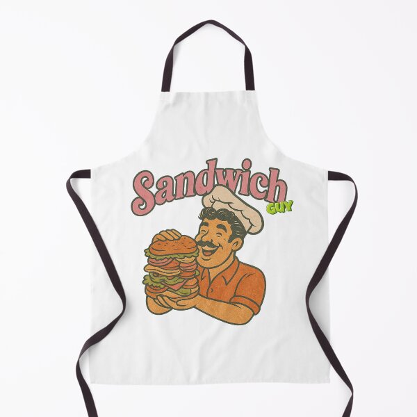 Item preview, Vintage Sandwich Guy Retro Food Art – Funny Chef Holding Big Sandwich Illustration designed and sold by Patternomania.