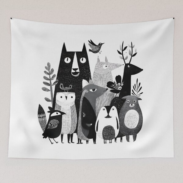 Item preview, STYLIZED FOREST ANIMALS WALLPAPER TEMPLATE designed and sold by infinitearte.