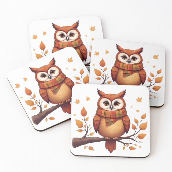 Item preview, Autumn Owl with Scarf – Cute Fall Illustration designed and sold by Pixel--Threads.