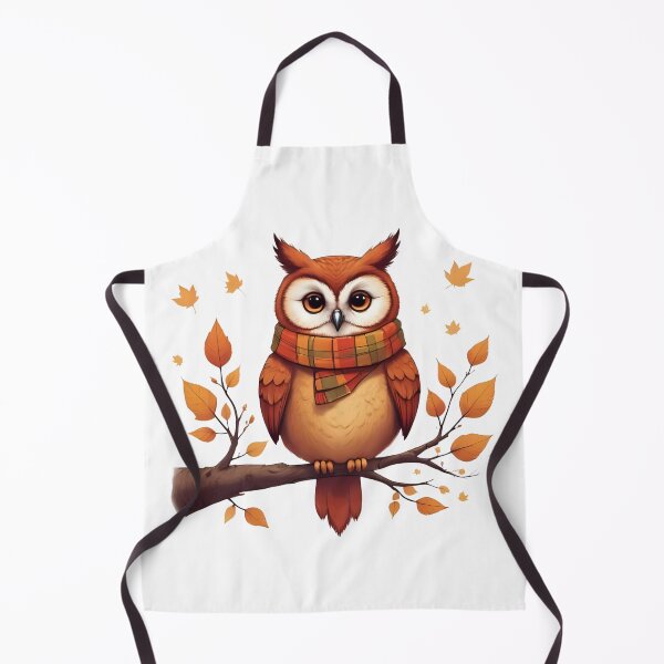 Item preview, Autumn Owl with Scarf – Cute Fall Illustration designed and sold by Pixel--Threads.