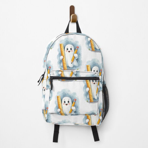 Item preview, Cute ghost character holding a pencil and ruler in a playful, educational setting for children designed and sold by SpaceartLilu.