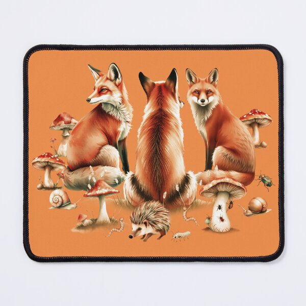 Item preview, Pattern of Foxes, Hedgehogs, and Mushrooms | Forest Animal-Inspired Art designed and sold by UnhingedBird.