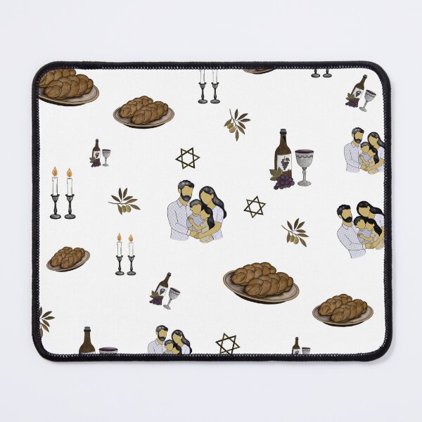 Item preview, Family Shabbat Dinner – Challah, Wine and Candles Pattern designed and sold by Kalleryart.