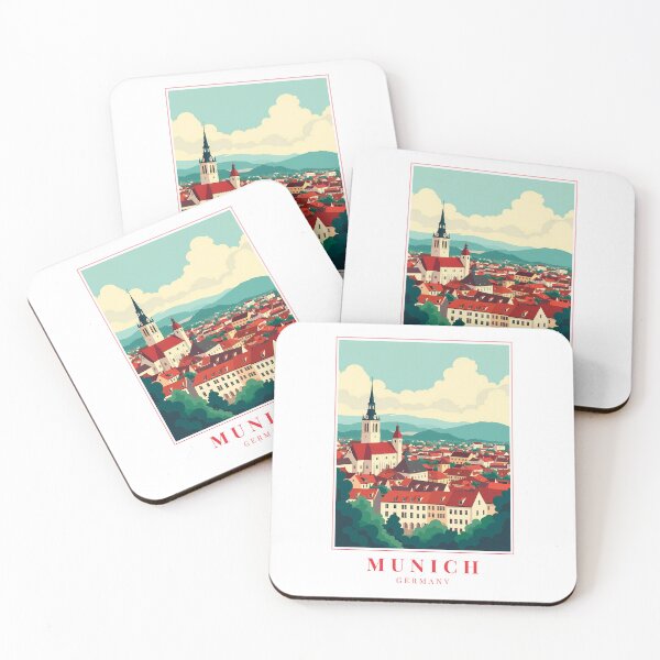 Item preview, Munich Germany Illustration – Marienplatz, Beer Culture & Bavarian Skyline designed and sold by MapMyMiles.
