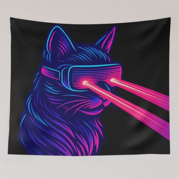 Item preview, Futuristic Neon Laser Cat designed and sold by kyokugen.