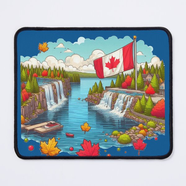 Item preview,  Muskoka Lakes and Bracebridge Falls 3D Cute Sketch with Canadian Flag,   designed and sold by PaintMeWorld.