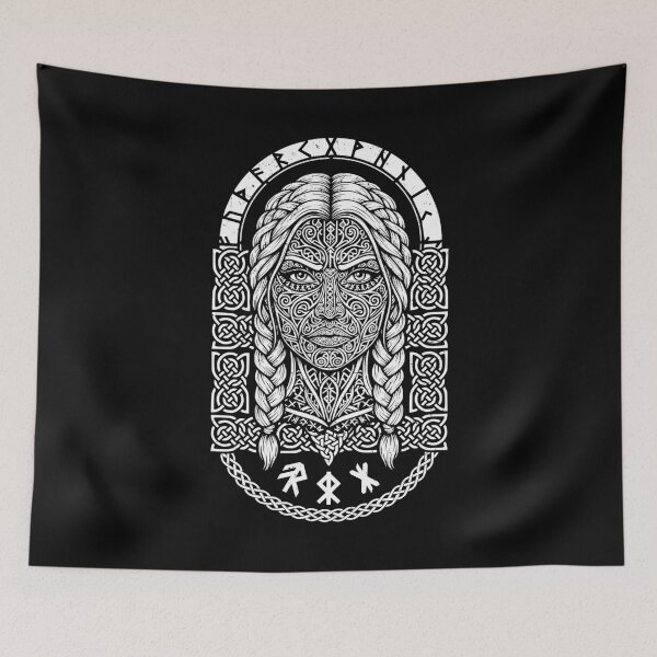 Item preview, Viking Woman Energy Courage Strength Runes Norse Symbols designed and sold by GrandeDuc.