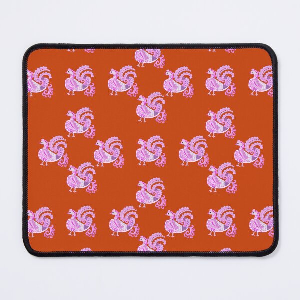 Item preview, Repeating pattern with traditional swan motifs - Orange designed and sold by Svasti Arts and Designs.