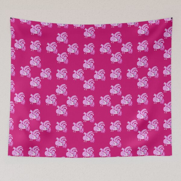 Item preview, Repeating pattern with traditional swan motifs - Magenta designed and sold by Svasti Arts and Designs.
