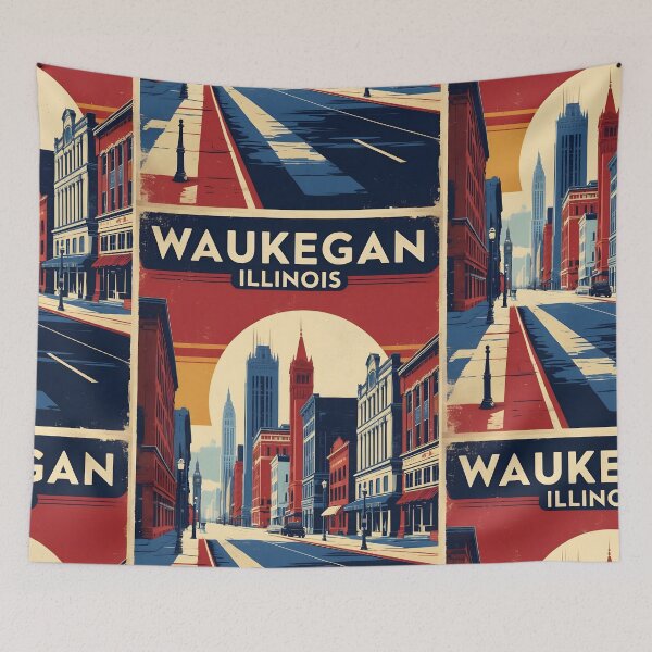 Item preview, Waukegan Illinois 1950s USA Vintage Travel Tourism designed and sold by TravelersGems.