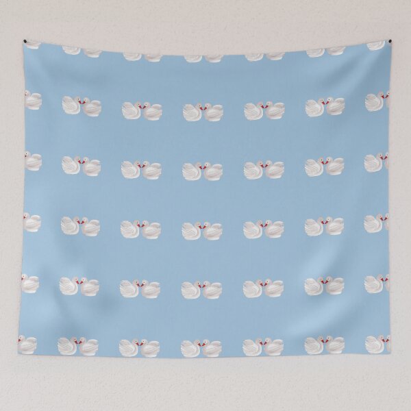 Item preview, Swans in serene waters repeating pattern - blue designed and sold by Svasti Arts and Designs.
