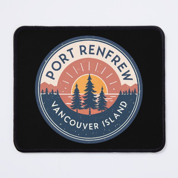 Item preview, Port Renfrew Vancouver Island Badge – Retro Sunset Circular Design with Pine Trees designed and sold by VividOrganica.